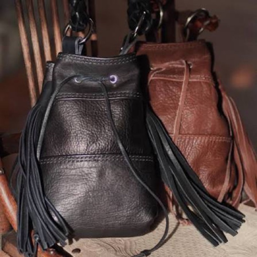 Alaina Roth Leather Co ARLO Fringed Leather Bucket Bag - Black